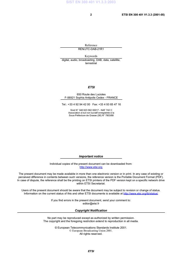 SIST EN 300 401 V1.3.3:2003 SIST EN 300 401 V1.3.3:2003 - Page 4 preview