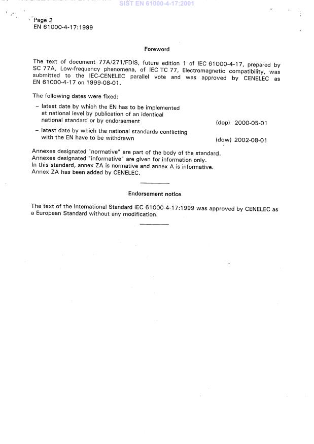 EN 61000-4-17:1999 EN 61000-4-17:2001 - Page 4 preview