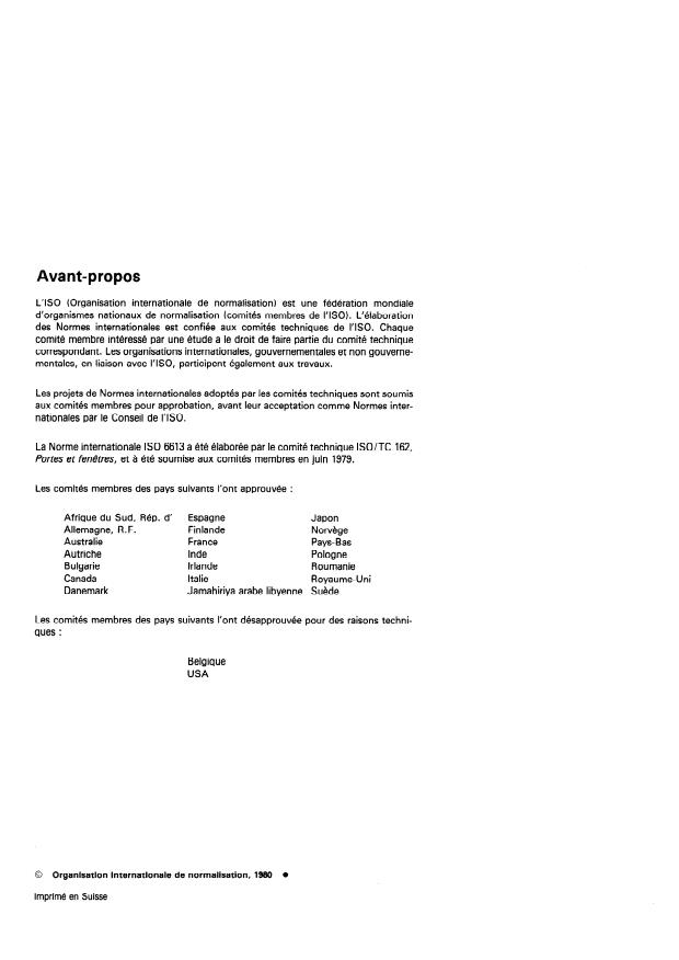 ISO 6613:1980 ISO 6613:1980 - Fenetres et portes-fenetres -- Essai de perméabilité a l'air - Page 2 preview