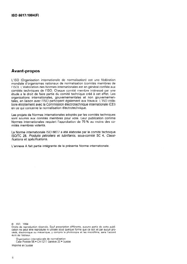 ISO 6617:1994 ISO 6617:1994 - Huile de graissage a base de pétrole -- Caractéristiques de vieillissement -- Détermination de l'augmentation du résidu de carbone Conradson apres oxydation - Page 2 preview