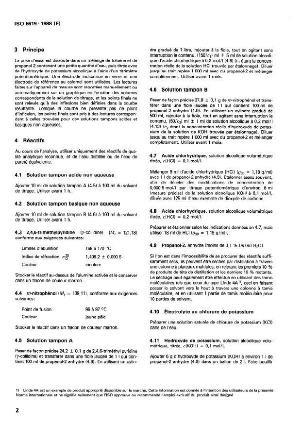 ISO 6619:1988 ISO 6619:1988 - Produits pétroliers et lubrifiants -- Indice de neutralisation -- Méthode par titrage potentiométrique - Page 4 preview