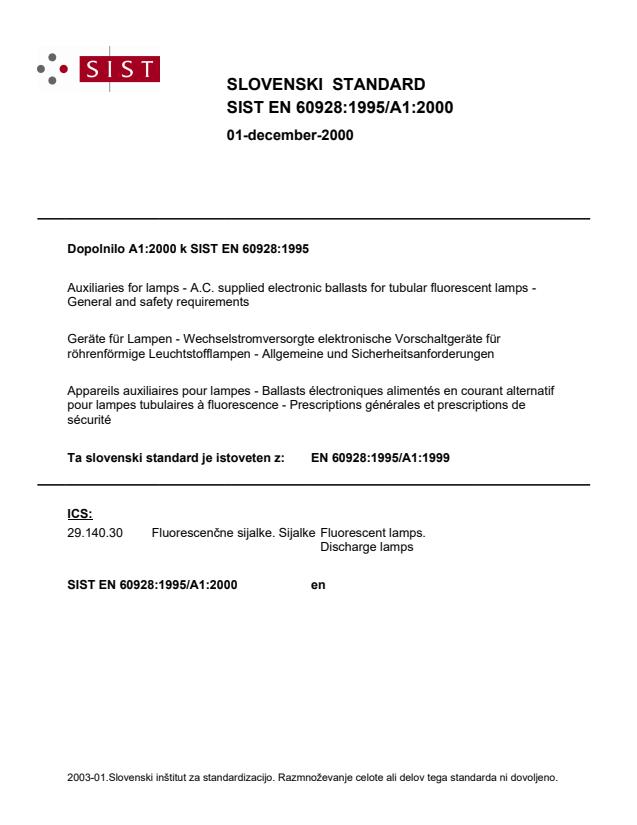 EN 60928:1995/A1:2000 - manjka IEC dokument