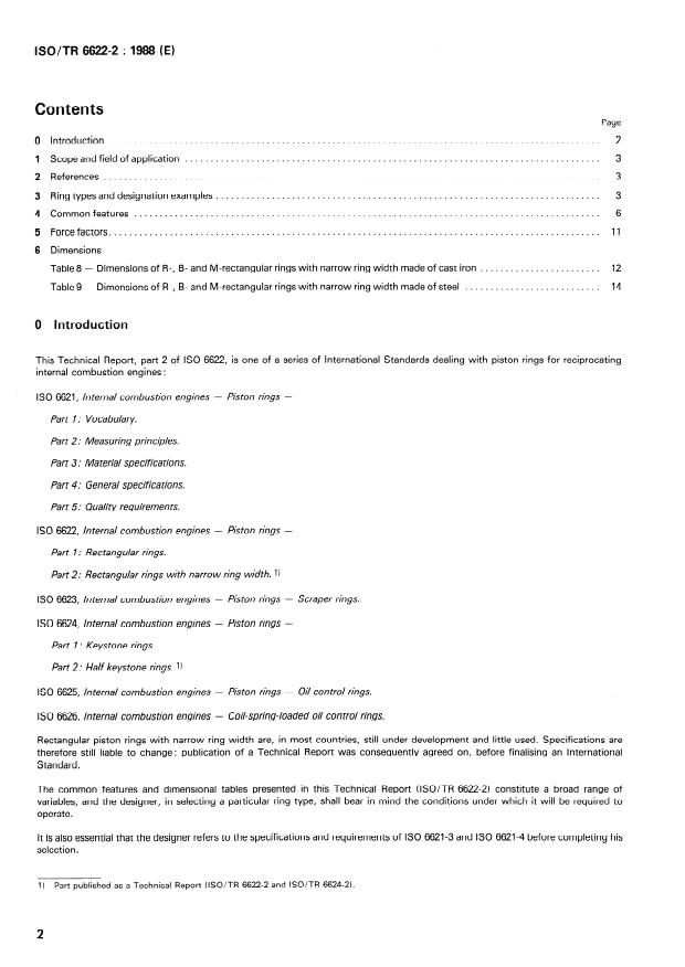 ISO/TR 6622-2:1988 ISO/TR 6622-2:1988 - Internal combustion engines -- Piston rings - Page 2 preview