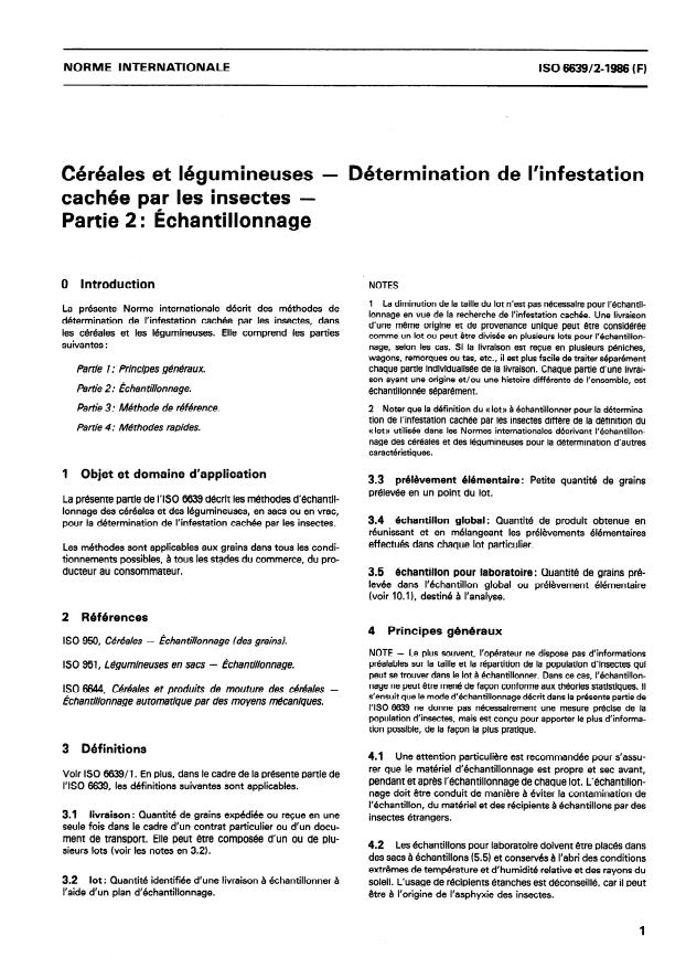 ISO 6639-2:1986 - Céréales et légumineuses -- Détermination de l'infestation cachée par les insectes