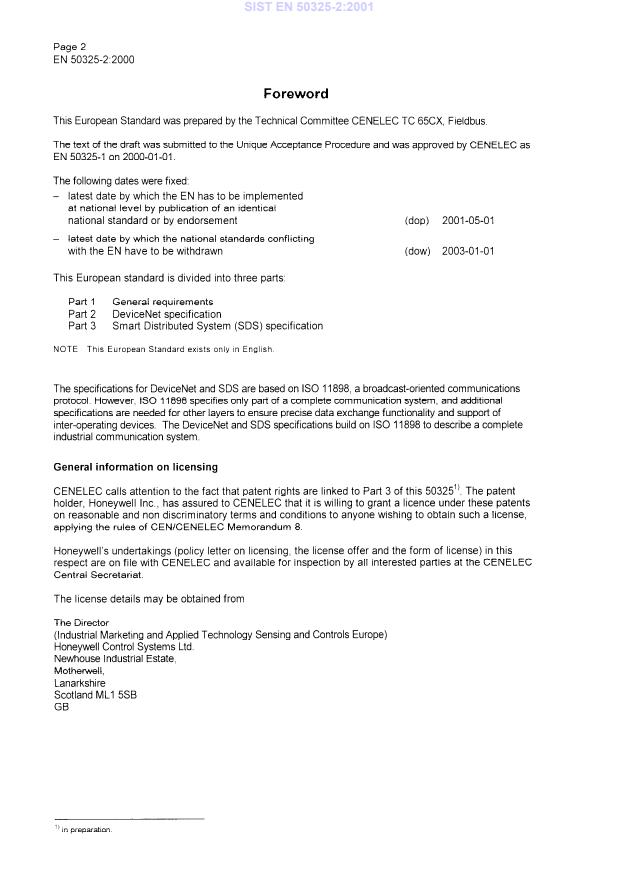 EN 50325-2:2000 EN 50325-2:2001 - Page 4 preview
