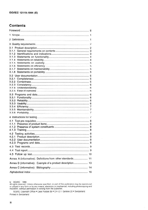 ISO/IEC 12119:1994 ISO/IEC 12119:1994 - Information technology -- Software packages -- Quality requirements and testing - Page 2 preview