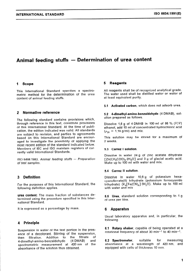 ISO 6654:1991 ISO 6654:1991 - Animal feeding stuffs — Determination of urea content
Released:3/14/1991 - Page 3 preview