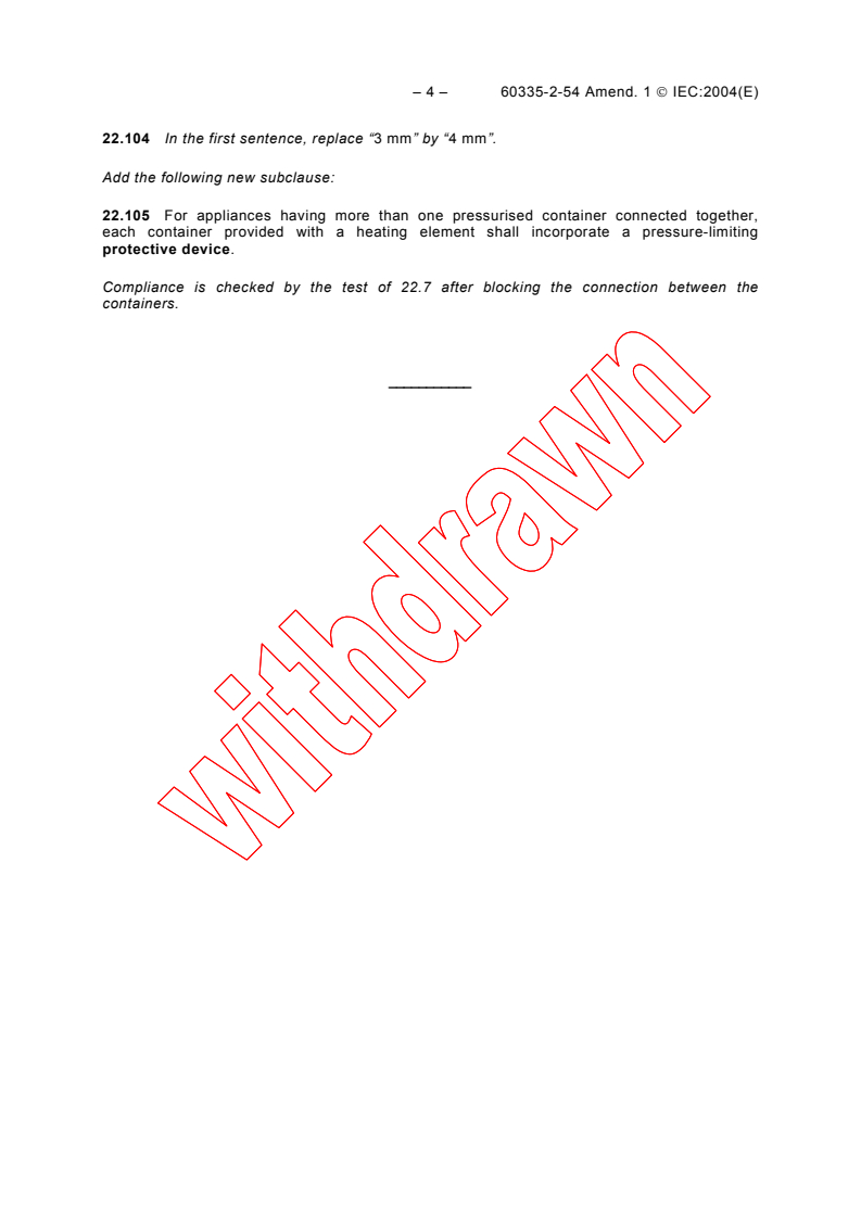 IEC 60335-2-54:2002/AMD1:2004 IEC 60335-2-54:2002/AMD1:2004 - Amendment 1 - Household and similar electrical appliances - Safety - Part 2-54: Particular requirements for surface-cleaning appliances for household use employing liquids or steam
Released:4/27/2004
Isbn:2831874866 - Page 4 preview