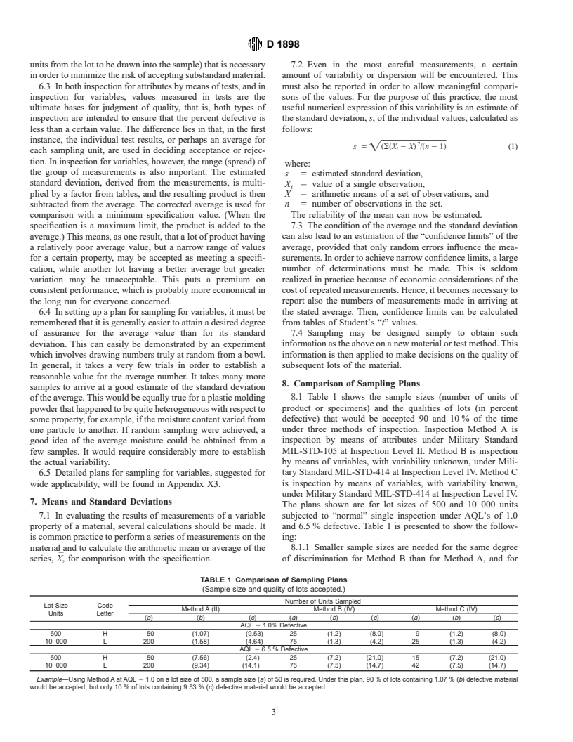 ASTM D1898-68(1989) - Standard Practice for Sampling of Plastics (Withdrawn 1998)