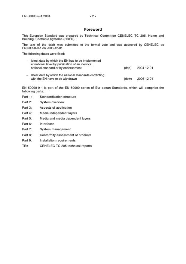 EN 50090-9-1:2004 EN 50090-9-1:2005 - Page 4 preview