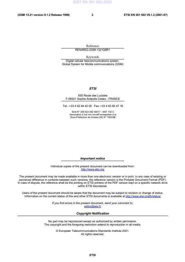 SIST EN 301 502:2002 SIST EN 301 502:2002 - Page 4 preview