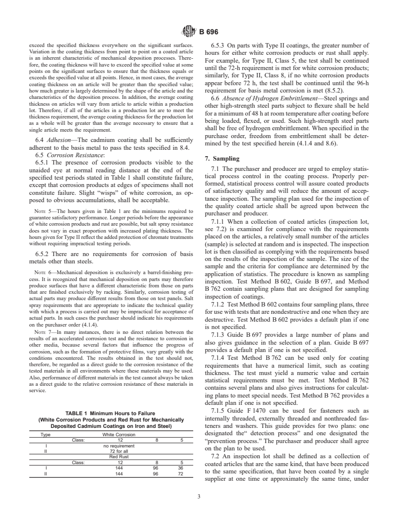 ASTM B696-00 - Standard Specification for Coatings of Cadmium Mechanically Deposited