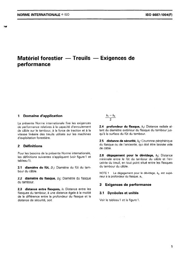 ISO 6687:1994 - Matériel forestier -- Treuils -- Exigences de performance