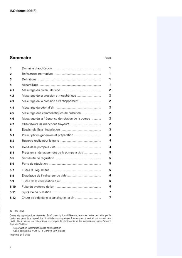 ISO 6690:1996 ISO 6690:1996 - Installations de traite mécanique -- Essais mécaniques de vérification - Page 2 preview