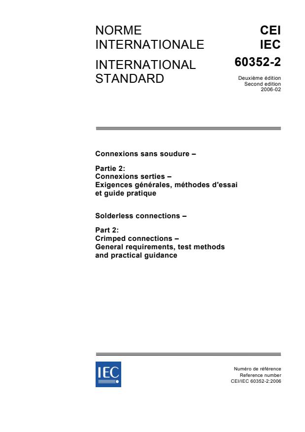 IEC 60352-2:2006 - Solderless connections - Part 2: Crimped connections - General requirements, test methods and practical guidance
