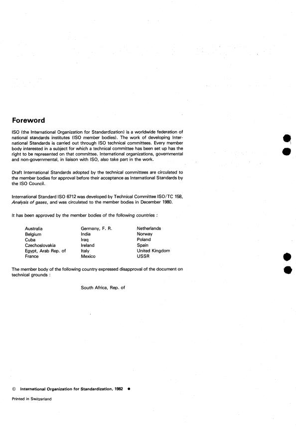 ISO 6712:1982 ISO 6712:1982 - Gas analysis -- Sampling and transfer equipment for gases supplying an analytical unit - Page 2 preview