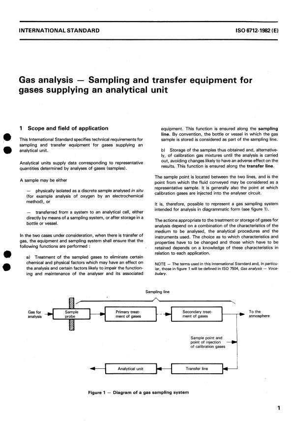 ISO 6712:1982 ISO 6712:1982 - Gas analysis -- Sampling and transfer equipment for gases supplying an analytical unit - Page 3 preview