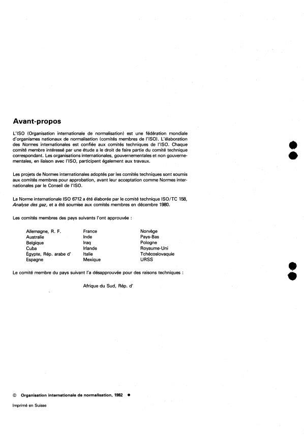 ISO 6712:1982 ISO 6712:1982 - Analyse des gaz -- Organes de prélevement et de transfert des gaz destinés a alimenter une unité analytique - Page 2 preview