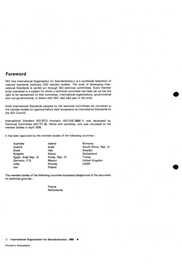 ISO 6713:1980 ISO 6713:1980 - Paints and varnishes -- Preparation of acid extracts from liquid paints - Page 2 preview