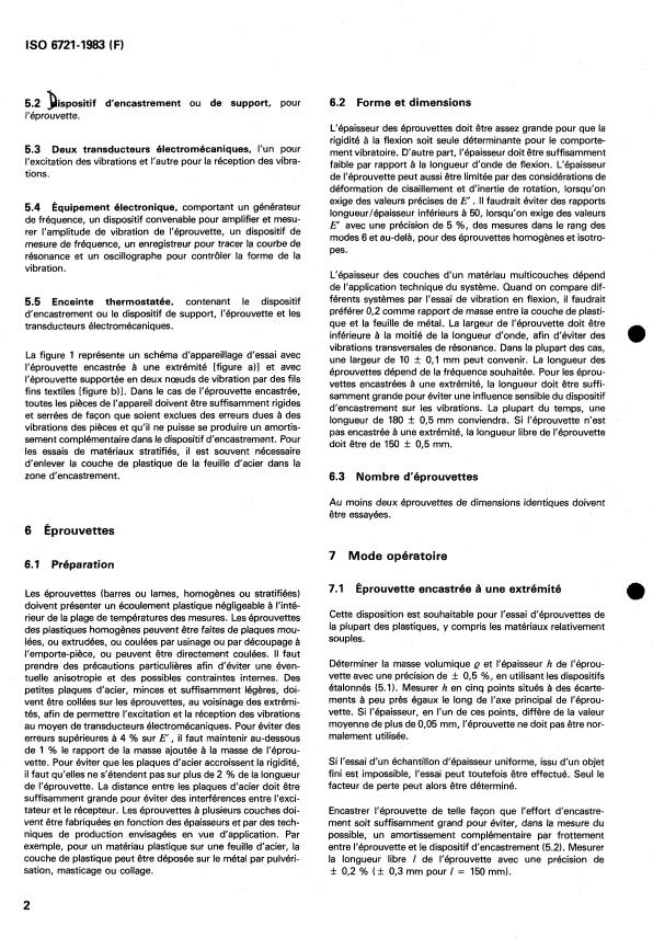 ISO 6721:1983 ISO 6721:1983 - Plastiques -- Détermination des propriétés d'amortissement et du module complexe, au moyen de vibration en flexion - Page 4 preview
