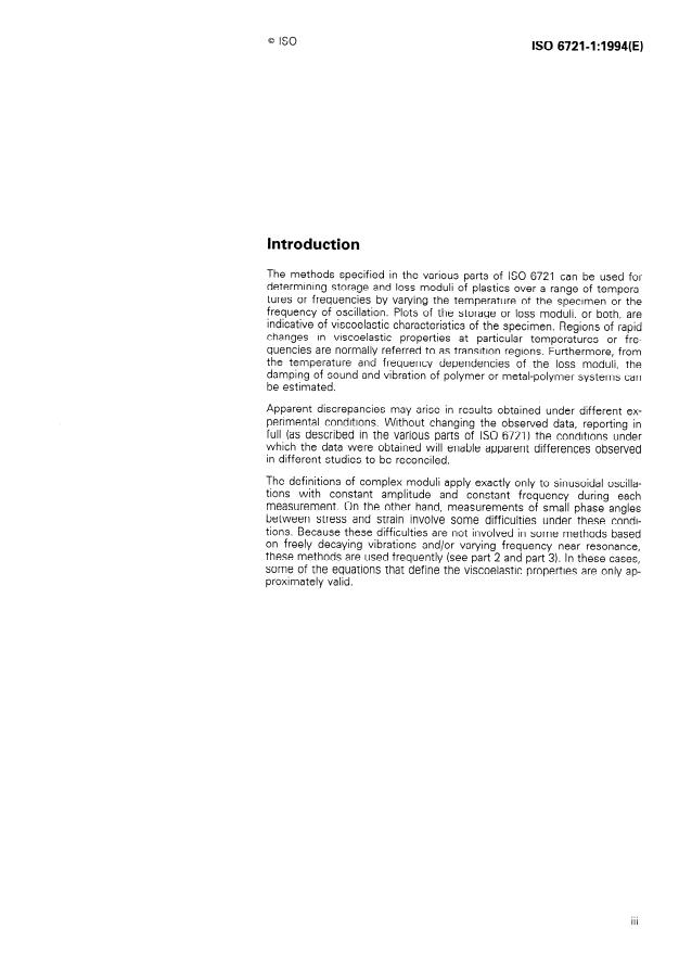 ISO 6721-1:1994 - Plastics -- Determination of dynamic mechanical properties