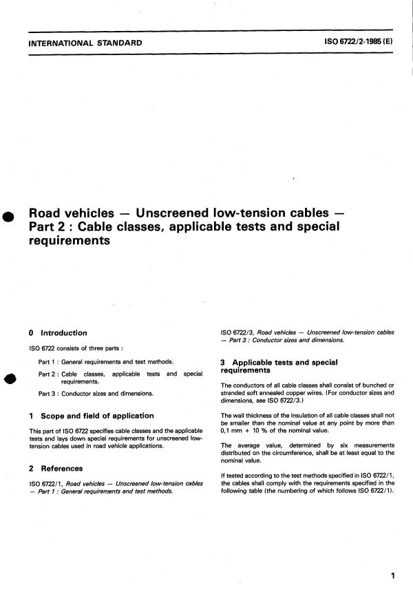 ISO 6722-2:1982 - Unscreened low-tension cables