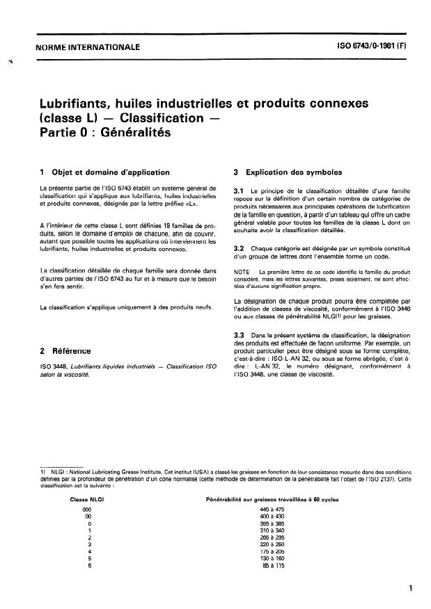 ISO 6743-0:1981 - Lubrifiants, huiles industrielles et produits connexes (classe L) -- Classification