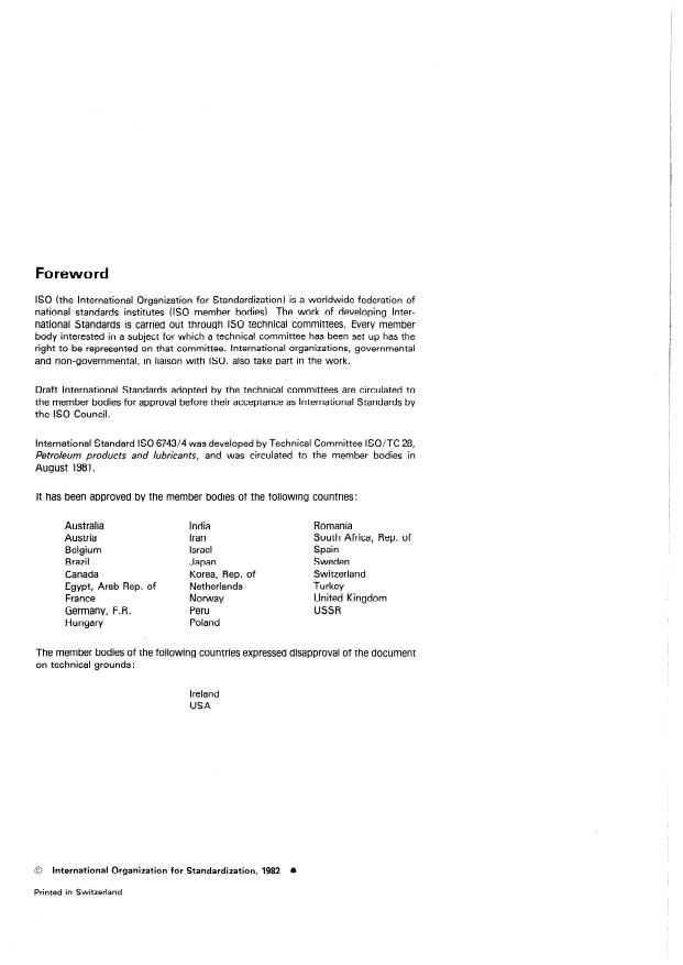 ISO 6743-4:1982 ISO 6743-4:1982 - Lubricants, industrial oils and related products (class L) -- Classification - Page 2 preview