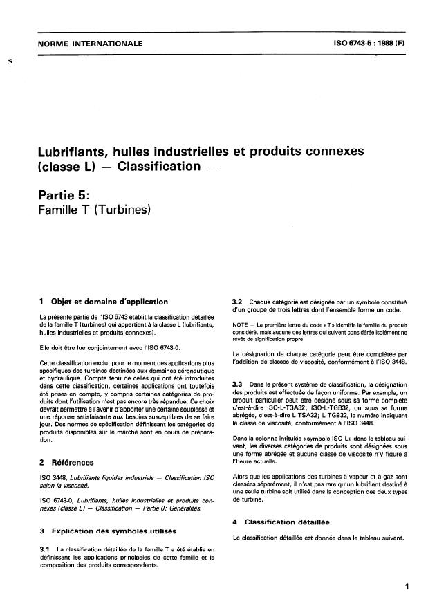 ISO 6743-5:1988 - Lubrifiants, huiles industrielles et produits connexes (classe L) -- Classification