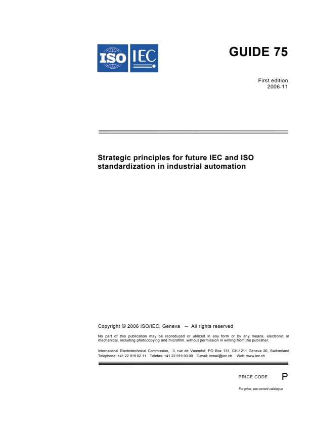 ISO/IEC GUIDE 75:2006 - Strategic principles for future IEC and ISO standardization in industrial automation