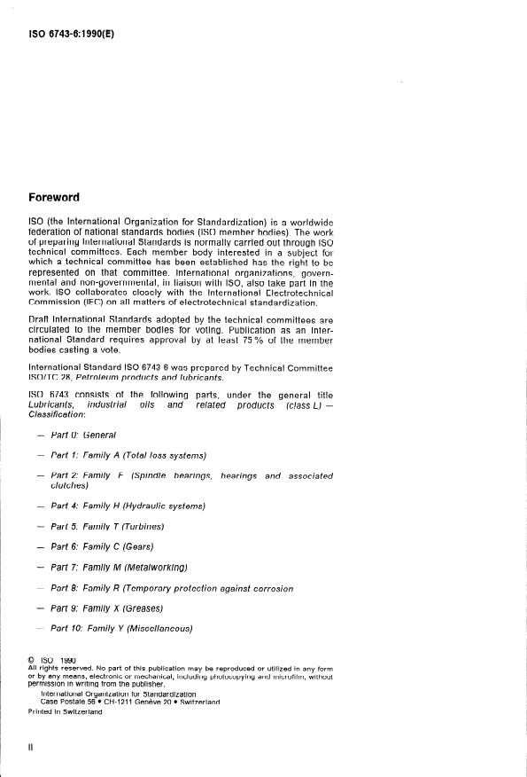 ISO 6743-6:1990 ISO 6743-6:1990 - Lubricants, industrial oils and related products (class L) -- Classification - Page 2 preview