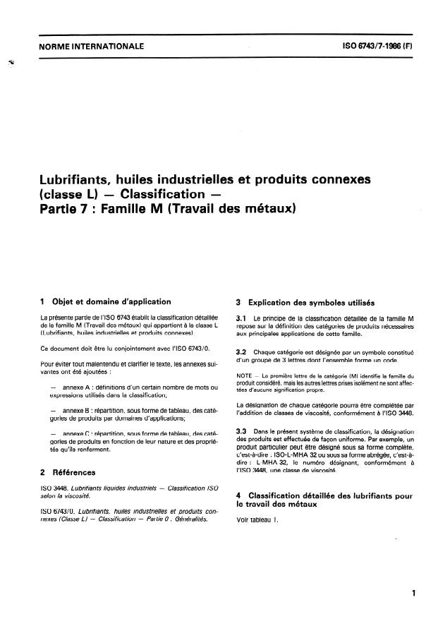 ISO 6743-7:1986 - Lubrifiants, huiles industrielles et produits connexes (classe L) -- Classification