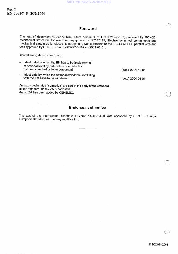 EN 60297-5-107:2001 EN 60297-5-107:2002 - Page 4 preview