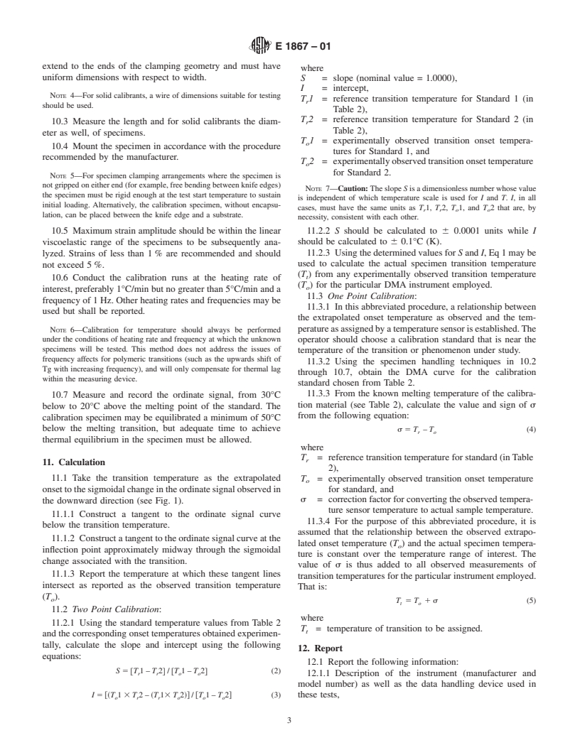 ASTM E1867-01 - Standard Test Method for Temperature Calibration of Dynamic Mechanical Analyzers