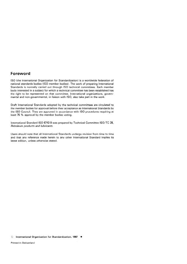 ISO 6743-9:1987 ISO 6743-9:1987 - Lubricants, industrial oils and related products (class L) -- Classification - Page 2 preview