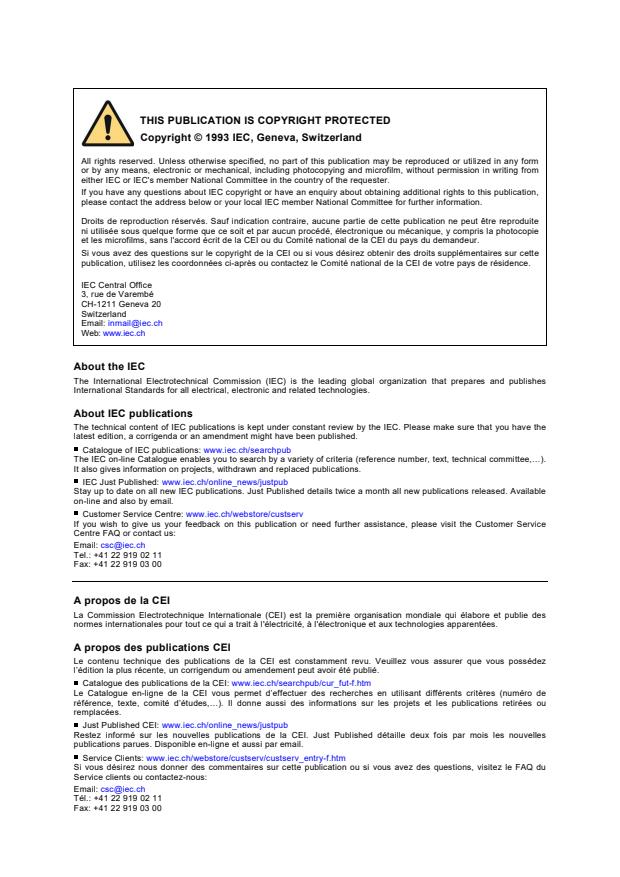 IEC TR 60721-4-7:2001+AMD1:2003 CSV IEC TR 60721-4-7:2001+AMD1:2003 CSV - Classification of environmental conditions - Part 4-7: Guidance for the correlation and transformation of environmental condition classes of IEC 60721-3 to the environmental tests of IEC 60068 - Portable and non-stationary use - Page 2 preview
