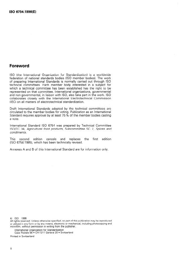 ISO 6754:1996 ISO 6754:1996 - Dried thyme (Thymus vulgaris L.) -- Specification - Page 2 preview