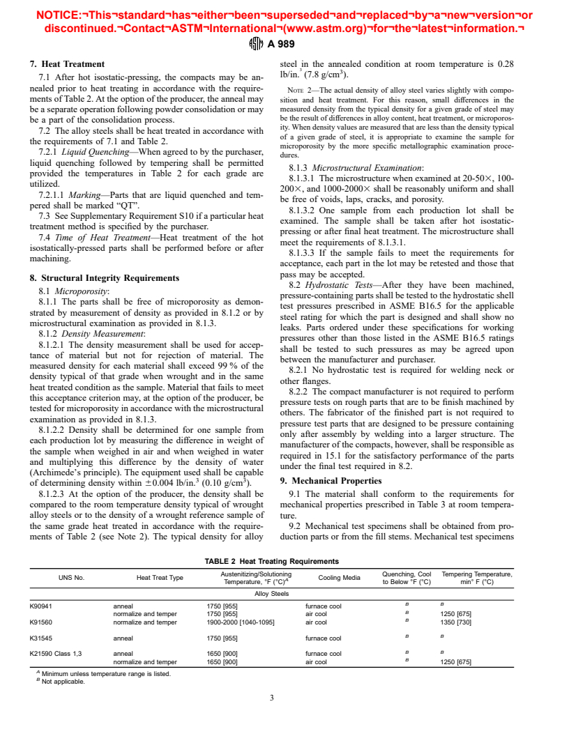 ASTM A989-98 - Standard Specification for Hot Isostatically-Pressed Alloy Steel Flanges, Fittings, Valves, and Parts for High Temperature Service