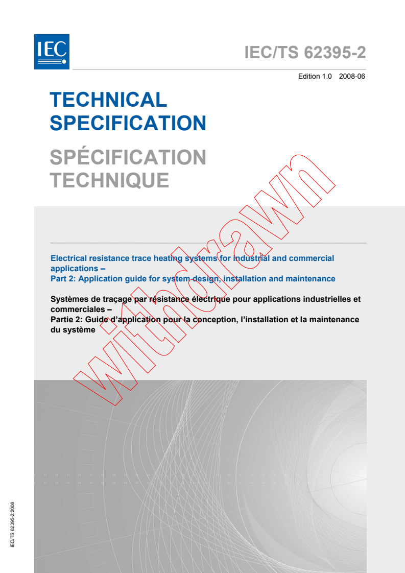 IEC TS 62395-2:2008 - Electrical resistance trace heating systems for industrial and commercial applications - Part 2: Application guide for system design, installation and maintenance
Released:6/25/2008
Isbn:2831897769