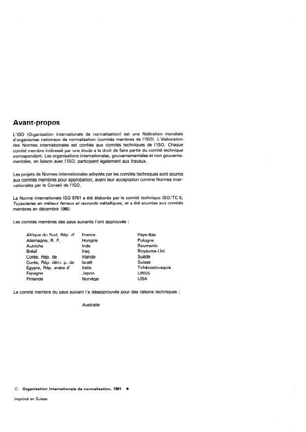 ISO 6761:1981 ISO 6761:1981 - Tubes en acier -- Façonnage des extrémités de tubes et d'accessoires tubulaires a souder - Page 2 preview