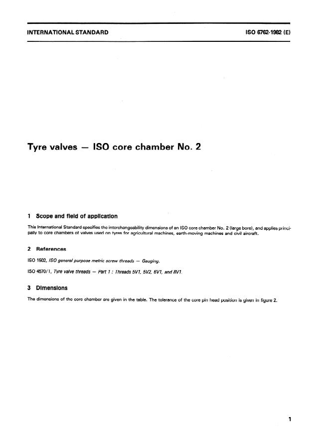 ISO 6762:1982 - Tyre valves -- ISO core chamber No. 2