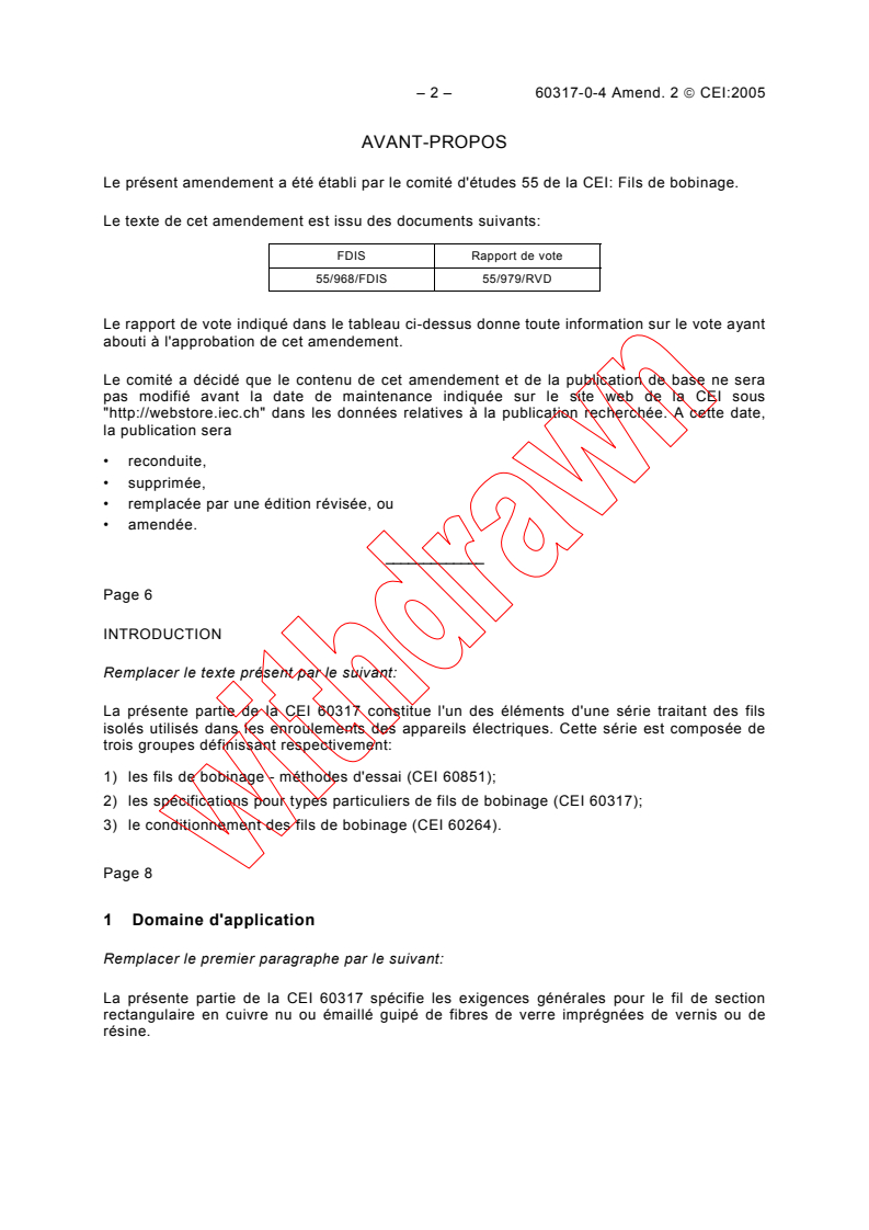IEC 60317-0-4:1997/AMD2:2005 IEC 60317-0-4:1997/AMD2:2005 - Amendment 2 - Specifications for particular types of winding wires - Part 0-4: General requirements - Glass-fibre wound resin or varnish impregnated, bare or enamelled rectangular copper wire
Released:11/9/2005
Isbn:2831882753 - Page 2 preview