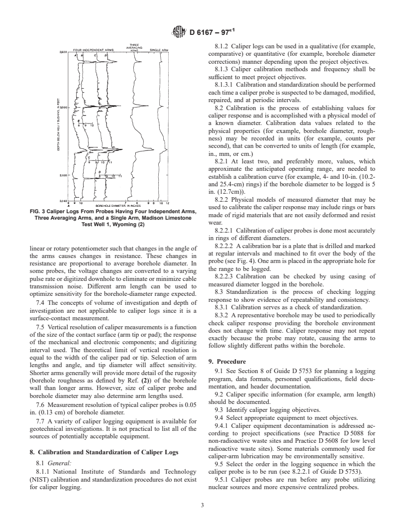 ASTM D6167-97e1 - Standard Guide for Conducting Borehole Geophysical Logging: Mechanical Caliper