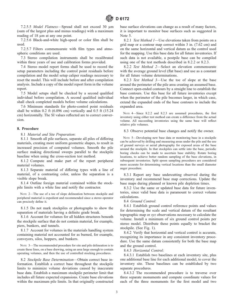 ASTM D6172-98e1 - Standard Test Method for Determining the Volume of Bulk Materials Using Contours or Cross Sections Created by Direct Operator Compilation Using Photogrammetric Procedures