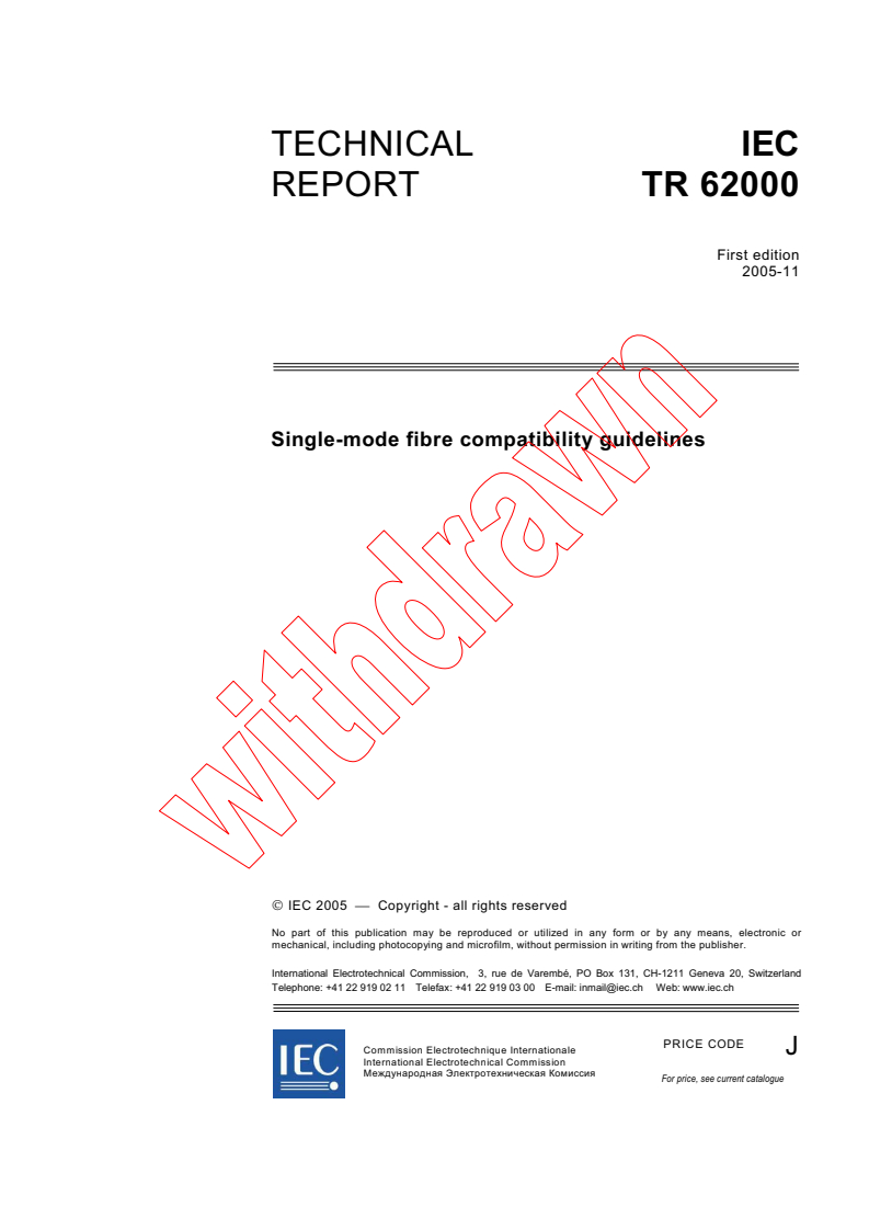 IEC TR 62000:2005 - Single-mode fibre compatibility guidelines
Released:11/21/2005
Isbn:2831883733