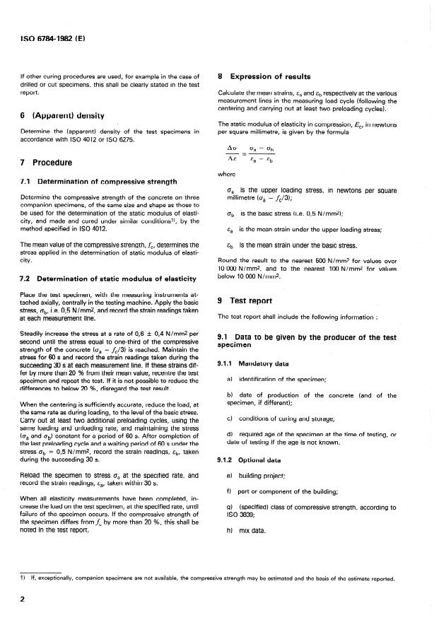 ISO 6784:1982 ISO 6784:1982 - Concrete -- Determination of static modulus of elasticity in compression - Page 4 preview