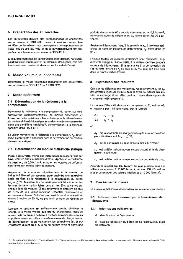 ISO 6784:1982 ISO 6784:1982 - Béton -- Détermination du module d'élasticité statique en compression - Page 4 preview