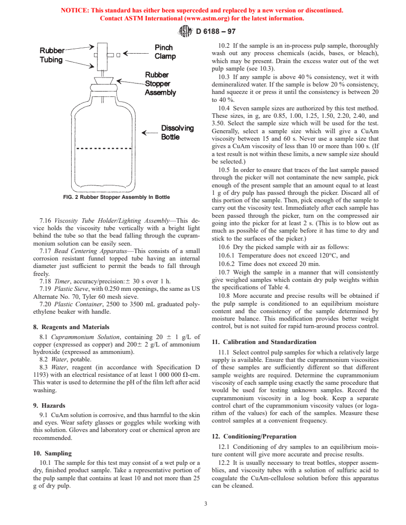 ASTM D6188-97 - Standard Test Method for Viscosity of Cellulose by Cuprammonium Ball Fall