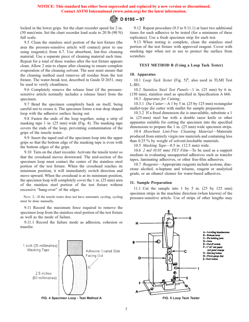 ASTM D6195-97 - Standard Test Methods for Loop Tack