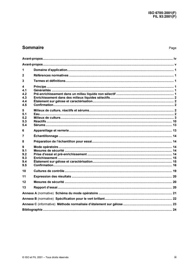 ISO 6785:2001 - Lait et produits laitiers -- Recherche de Salmonella spp.